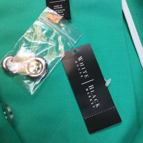 NWT White House Black Market Womens Turquoise Swing Double Breasted Jacket Sz 8 - Picture 9 of 13